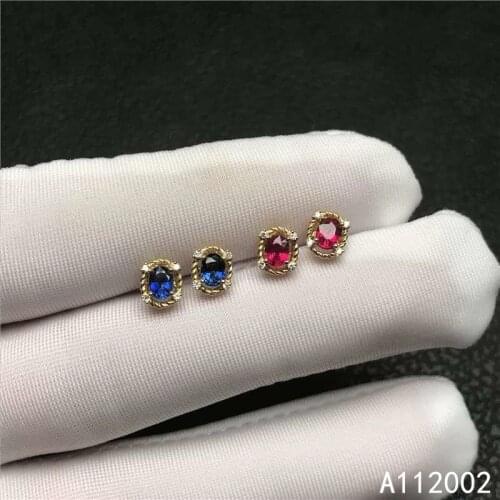 KJJEAXCMY fine jewelry natural ruby sapphire 925 sterling silver women earrings new Ear Studs support test luxury