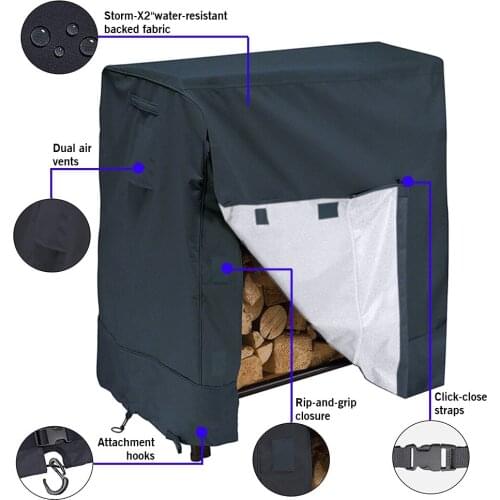 1PCS Log Rack Cover with 1PCS Carrying Bag 4-Feet Heavy Duty Waterproof Outdoor High Quality Fire Wood Protection Cover