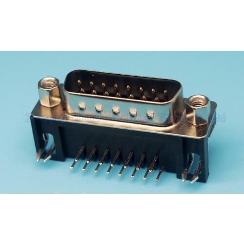 10pcs/lot DR15 Male Plug Connector two rows 90-degree bent needle DB15 Male PCB Mount