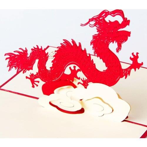10pcs/Lot Animal Theme Dragon Handmade 3D Pop UP Greeting Cards For Birthday Greeting & Gift Greeting Cards Free Ship