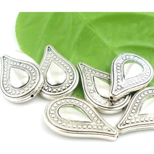 100Pcs Silver Tone Teardrop CCB Spacer Beads Jewerly Diy Findings 35x22mm