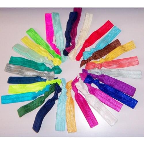 1000pcs Mixed 20Colors Elastic Hair Band FOE Knotted Hair Tie 5/8" Fold Over Elastic Band Ponytail Holder Bracelet Headwear