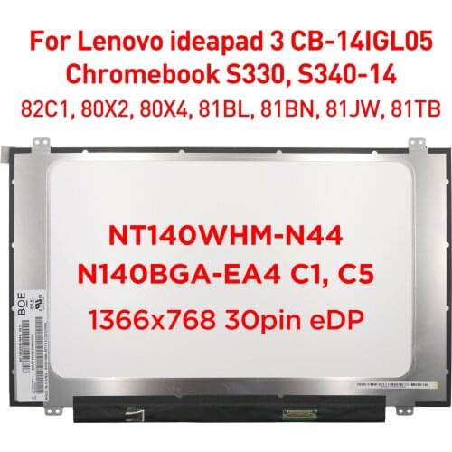 14.0" Laptop LCD Screen NT140WHM-N44 V8.0 Fit NT140WHM N44 N41 NT140WHM-N31 N140BGA-EA4 Rev.C1 1366x768 LED Display 30pin eDP