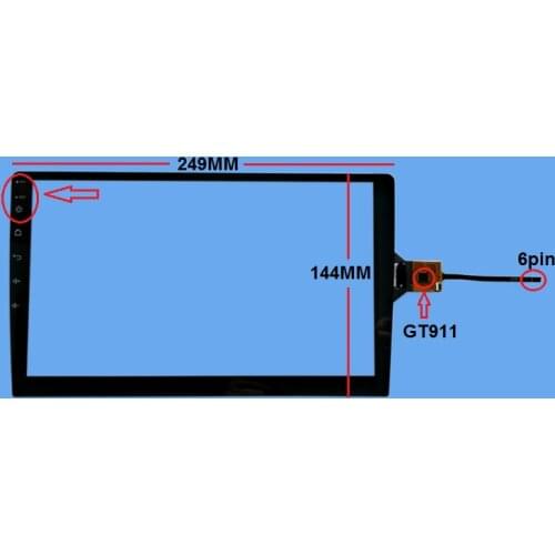 249*144 MM 10.1 inch Capacitive touch screen IC:GT911 6pin for car android navigation touch panel