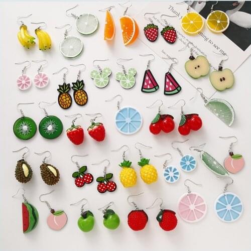 3UMeter Personality Dangle Earrings for Women Lovely Korean Earring Cute Fruit Earrings Simple Series Gift For Girlfriend