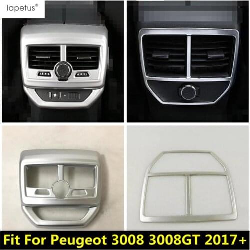 Lapetus Accessories For Peugeot 3008 3008GT 2017 - 2021 Armrest Box Rear Air Conditioning AC Vent Outlet Molding Cover Kit Trim
