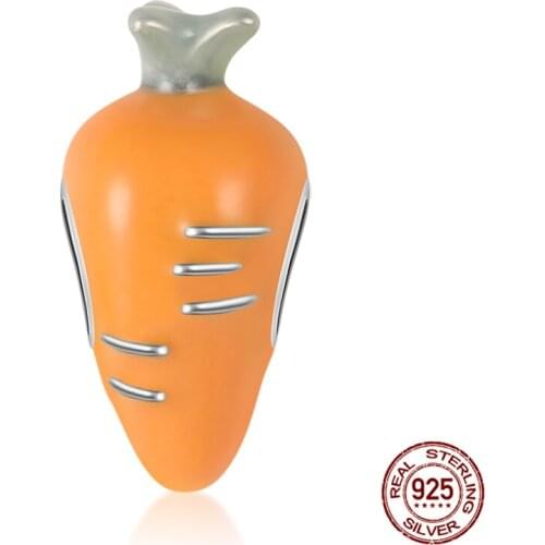 925Sterling Silver Flat Mouth Yellow Carrot Fits Original Pandora Flat Mouth Bracelet Making Fashion DIY Jewelry For Women