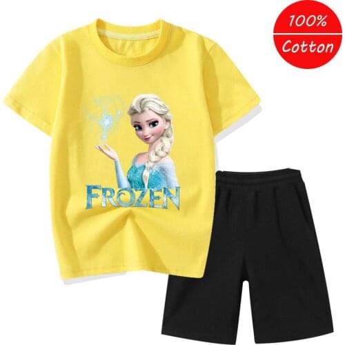 Disney Frozen Clothes Kids Sets Summer Child Cotton 2pcs Sets Sports Children Suits Baby Boys Suit Fashion Childrens Clothes