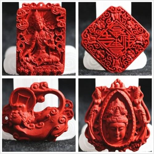 Hot sale synthetic red cinnabar carved pictures blessing Lucky Pendants making new jewelry B813