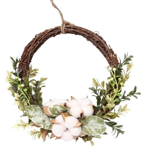 Artificial Simulation Wreath Woven Branch Base Party Festival Decor Flowers Cotton Eucalyptus National Tree Nordic Garland