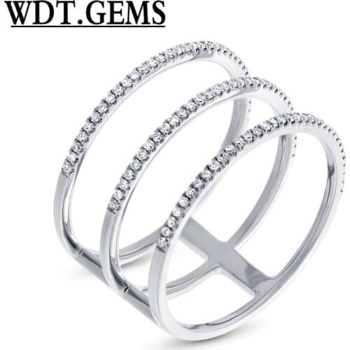 0.28 CT 10K Rose Gold 3 Connecting Bands Diamond Open Statement Cocktail Ring