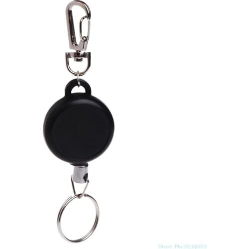 New Useful Fishing Zinger Retractor Key Ring Holder Retractable 60cm Steel Cable Anti Lost Drop Ship