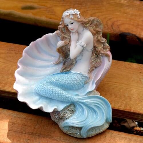 Euroepan Creative Resin Mermaid Ornaments Art Home Bedroom Furnishing Crafts Office Desktop Figurines Accessories Decoration