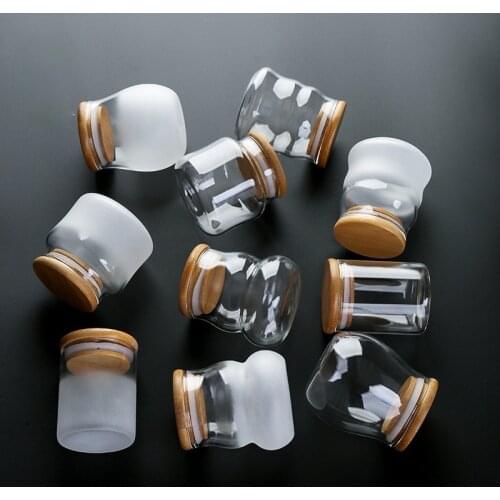 Mini small tea can glass transparent portable storage tea can box seal travel packaging household candy bottles glass jars