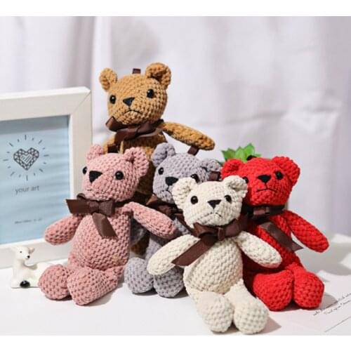 16CM Cute Mini Bear Stuffed Plush Toys For Children PP Cotton Soft Stuffed Dolls Pendant Wedding Party Decor Birthday Gift 1Pcs