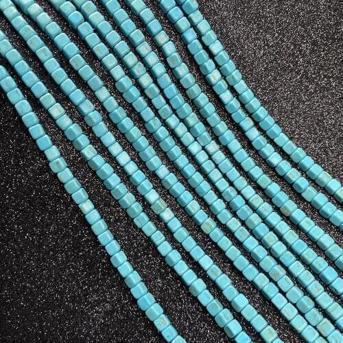 Natural Stone Blue Turquoises Beads Square Shaped Loose Spacer Beads for Women Jewelry Making DIY Necklace Bracelet Accessories