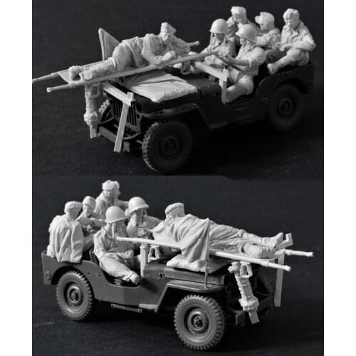 1/35 Scale Unpainted Resin Figure Medics with 6 figures and accessories ( car not included ) collection figure