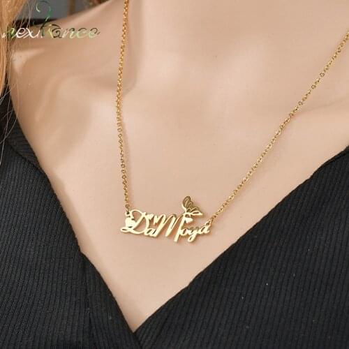 Nextvance Fashion Butterfly Heart Customized Name Personalized Women Gift Stainless Steel Pendant Chain Creativity Gift Jewelry