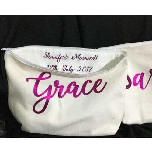 Personalize any name wedding bride Bridesmaid Makeup Gift Make Up comestic Bags pouches flower girl birthday purses gifts