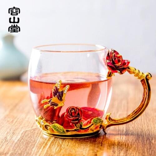 RongShan hall dream glass colored enamel glass cup with women spend more heat resistant household glass office cup