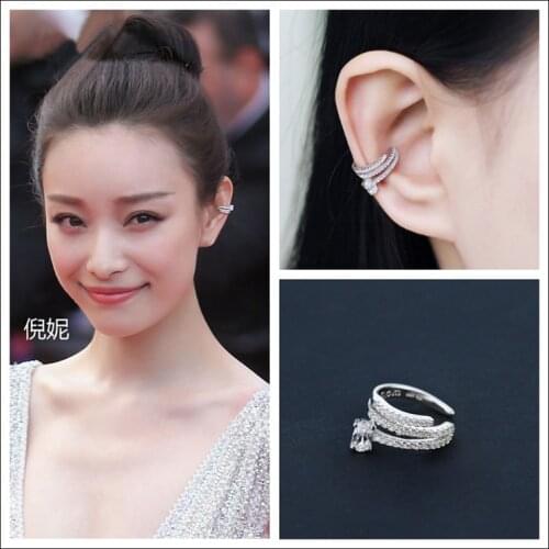 New Style Micro Inlay AAA+ Premium Clear Zircon Crystals No Ear Hole Silver Clip Earrings For Women Fashion Jewelry