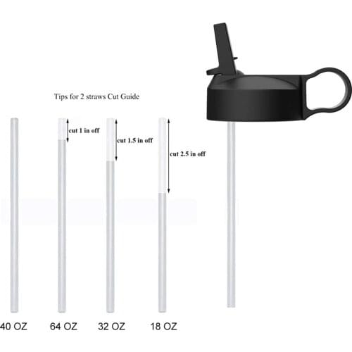 Straw Lid for 12-64oz Wide Mouth Sport Water Bottle, Wide Mouth Straw Lid with 2 Straws and 1 Brush
