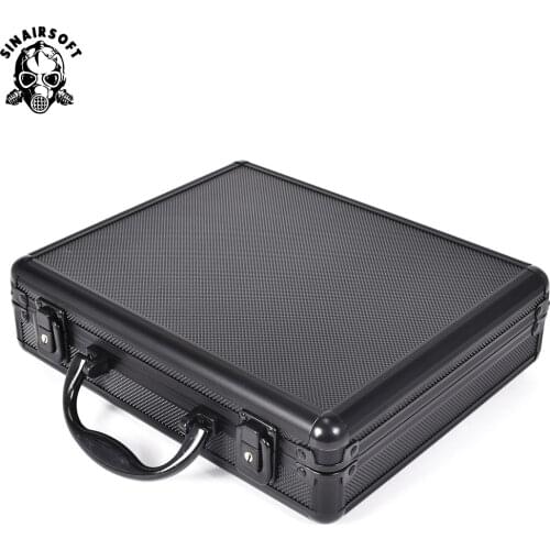 Tactical Aluminum Hard Pistol Case Gun Bag Case Padded Foam Lining for Hunting Airsoft Glock Ipsc Tool Toolbox Suitcase Black