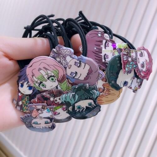 Anime Cartoon Rubber Band Acrylic Girl Rubber Band Cosplay Demon Slayer Blade Rubber Band lovely headband 2021