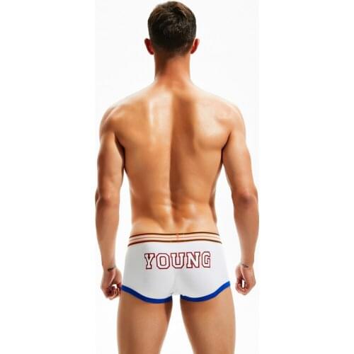 HI-Q Mens Fashion Cotton Boxers Trunks Sexy Men Bulge Penis U Pouch Underwear Wide Belt Letter Printing Panties for Male