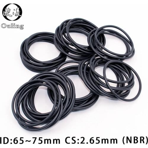 10PCS/lot Rubber Ring NBR Sealing O-Ring 2.65mm Thickness ID65/67/69/71/73/75mm Nitrile O Ring Seal Gasket Rings Oil resistance