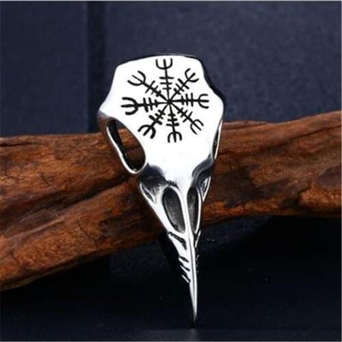 Viking Punk Gothic Halloween Animal Crow Raven Head Birds Victorian Witch Vulture Skull Pendant Necklace Dangle Party Gift