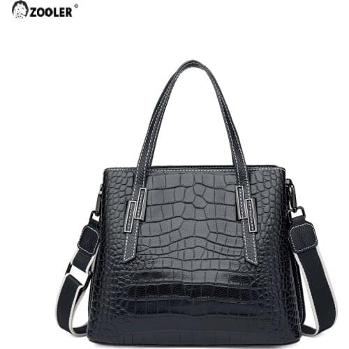 ZOOLER Top Handle Genuine Leather Womens Shoulder Bags Soft Leather Handbag Ladies Bag Red& Elegant Black Female Bags#QS288