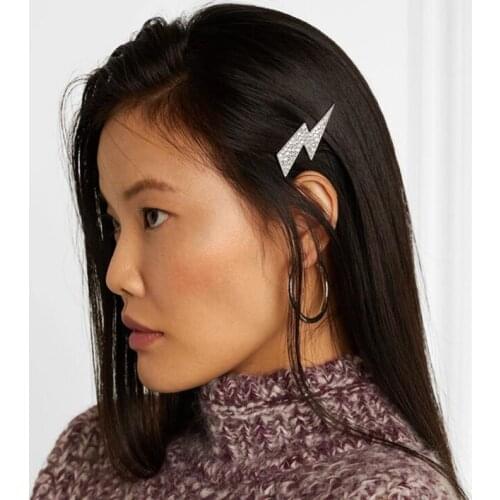 Timlee H011 New Personality Geometry Lightning Rhinestone Alloy Hair Clips Hairpin Headwear Fashion Accessories wholesale