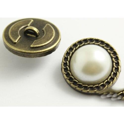 20PCS Pearl Buttons Metal Plastic Shank for Garment Clothing Accessories Fit Sewing Scrapbooking Garment DIY Decoration