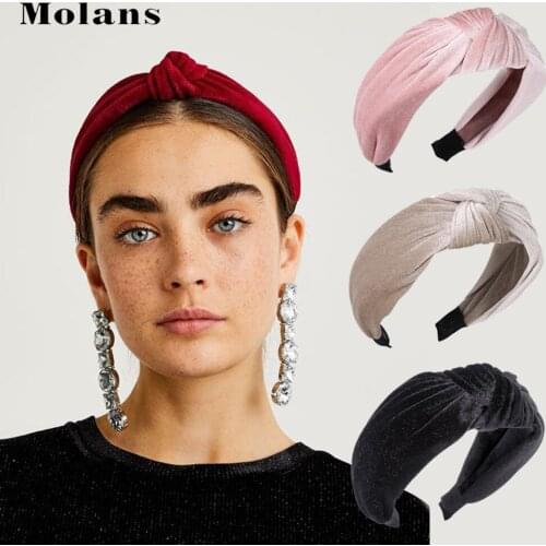Molans Knotted Headband Gold Velvet Headband Warm Autumn And Winter Headband Ladies Thickened Headband Hair Accessories