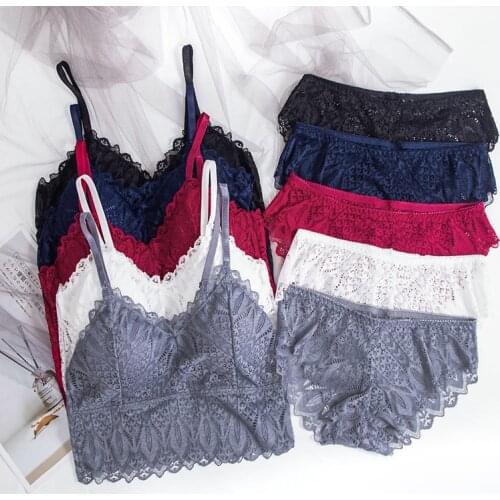 Lace Bra Sets Sexy Underwear Women Ultrathin Beauty Back Lingerie Set Womens 2Pcs Bra & Brief Seamless Wirefree Female Bralette