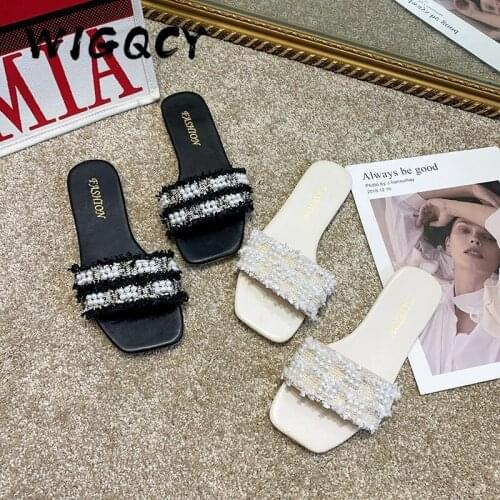 Women Brand Slippers Summer Slides Open Toe Flat Casual Shoes Leisure Slip-On Sweet Sandal Female Beach Flip Flops Big Size 44