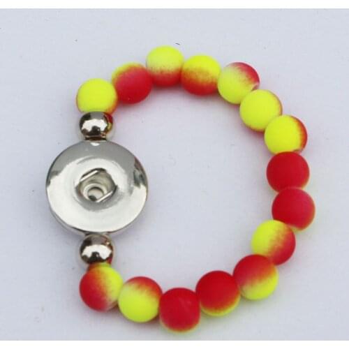 1PC Children Diy Snap Bracelet Jewelry Blue&Green Color Rubber Beads Handmade 18mm Snap Button Bracelet 15CM For Kids 6colors