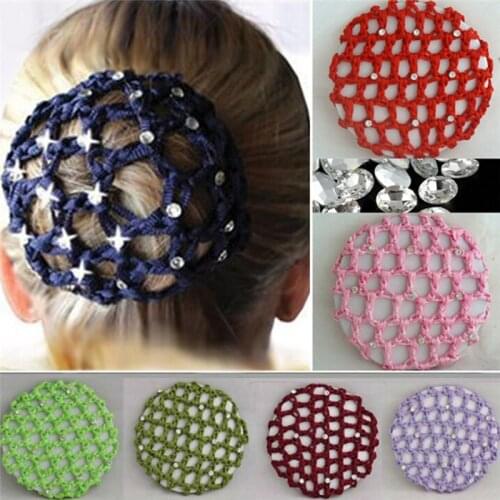 1PC Hairnets Girls Women Bun Cover Snood Hair Net Hair Cover Ballet Dance Skating Crochet Colorful Elastic Hairnet Styiling Tool