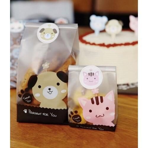100 pcs Puppy and kitten DIY Cookies Bag candy bags baby shower favor baby kid souvenir birthday party wedding decor