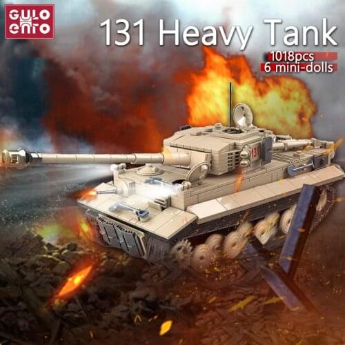 1018pcs WW2 Military Tiger 131 Heavy Tank Building Blocks Creator Bricks Set Model Weapons Kids Toys For Children Gifts