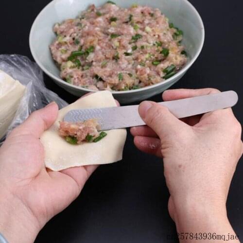 200pcs Dumpling Stuffing Spoon Bone Paste Steamed Stuffed Bun Spoon Wavy Lines Fish Pattern Stainless Steel