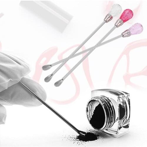 Professional 3PCS Nail Art Stirring Rod Tool Stainless Steel Acrylic Powder Liquid UV Gel Spoon Spatula Pin Dotting Pen