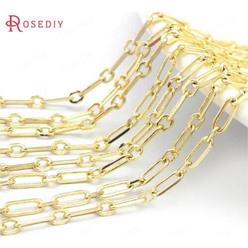 39684)1 Meter 24K Gold Color Brass Long Oval Shape Necklace Chains Bracelets Jewelry Chains Making Supplies Diy Accessories