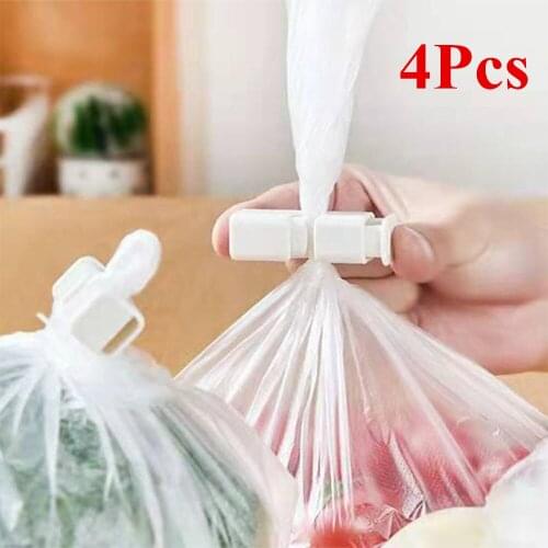 4pcs/lot Portable Mini Kitchen Storage Food Snack Bag Sealer Sealing Bag Clips Clamp Plastic Tool for Kitchen Storage Organizer