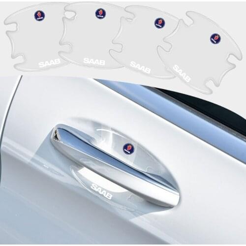 4pcs Car Door Handle Transparent Decorative Sticker For SAAB 93 Vector Aero Pantalla Radio Android 95 Gripen Car Accessories