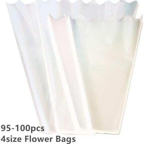 95-100pcs Fully Transparent Mini Bouquet Bags Single Rose Bag Flower Wrapping Paper Florist Supplies