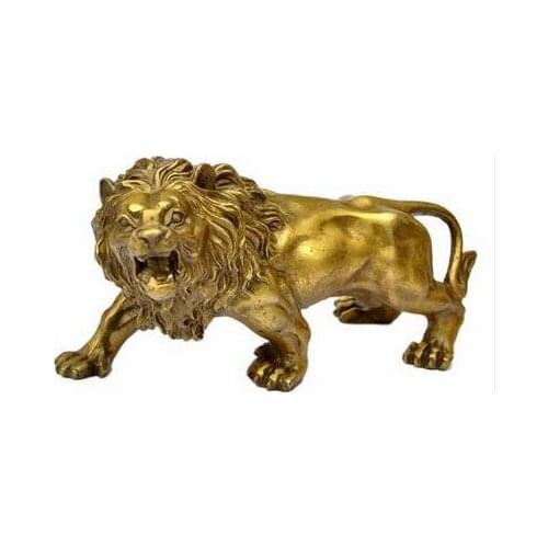 Business Copper Lion Ornaments Wang Boutique Town House Home Decoration Office Gifts Souvenirs wholesale factory BRASS Arts