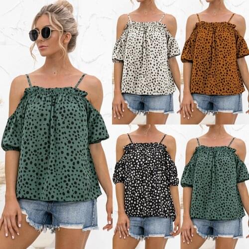Blouses Womens Blouse Leopard Print Shirt Women Clothing Hollow Out Ruffles Slash Neck Off Shoulder Sling Tops Femme Blusas Y2K