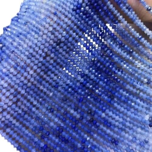 Loose beads ROUND/ROUNDELLE FACETED Gradient BLUE jade 3mm for DIY wholesale 14" FPPJ gemstone